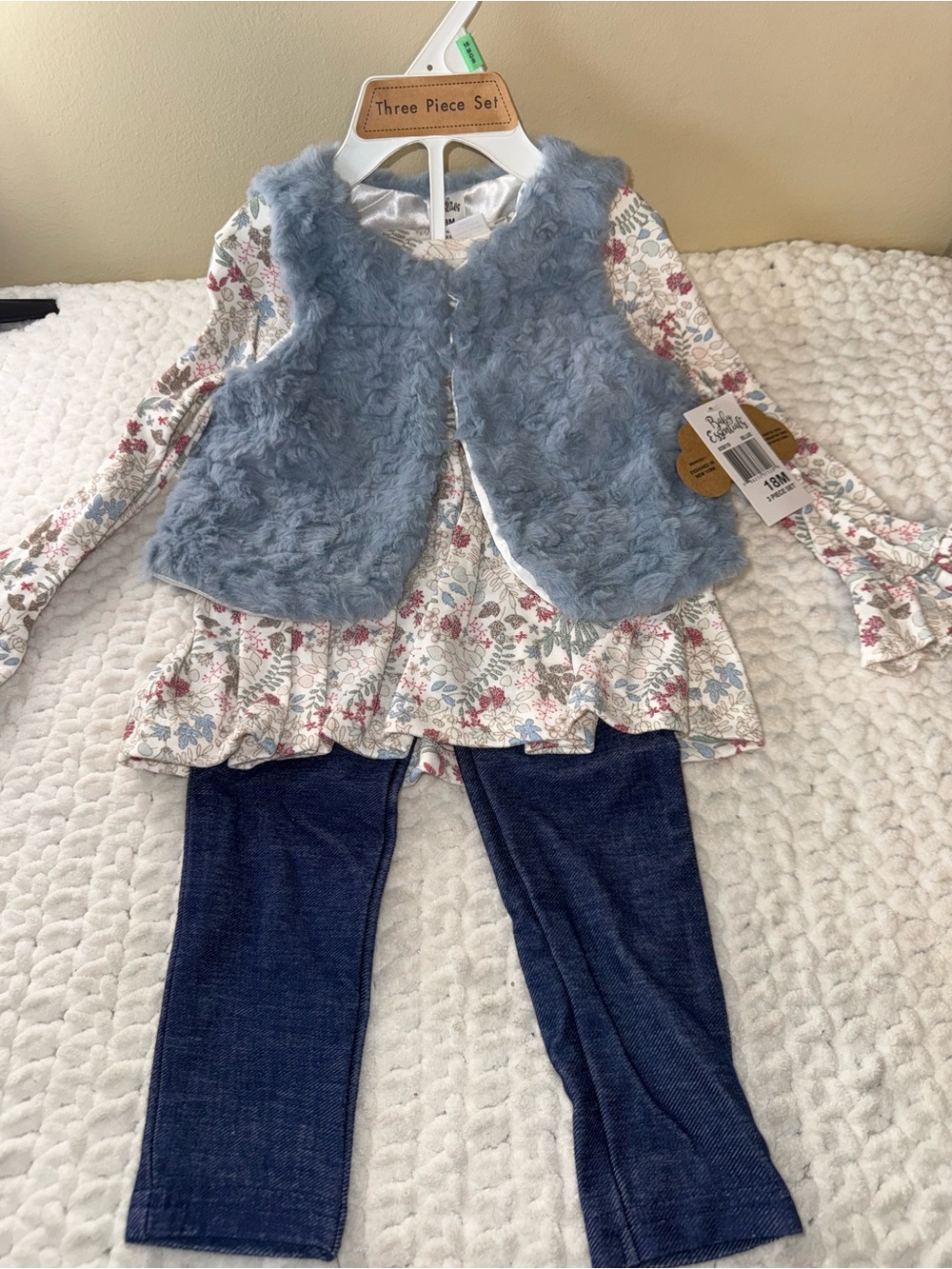 Baby Essentials Blue Floral 3-Pack Bottoms